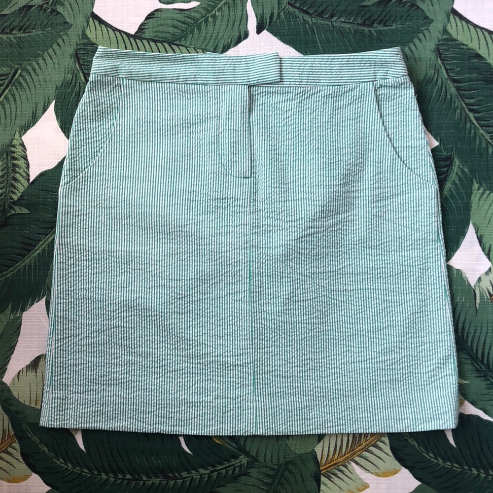 Green Seersucker Skirt